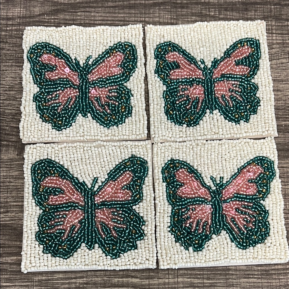 Butterfly Beaded Coasters - Picture 3 of 3